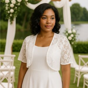 Elegant White Lace Bolero Shrug – Lightweight Sheer Floral Cover-Up